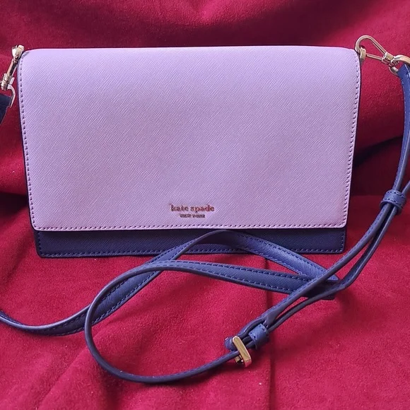 NEW Kate Spade Cameron Lavender /Navy and White Bag /Crossbody  EC - Picture 3 of 16